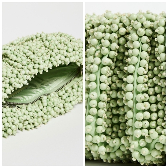 New Staud Beaded Bean Convertible Matcha Shoulder Handbag NWT - Picture 7 of 14